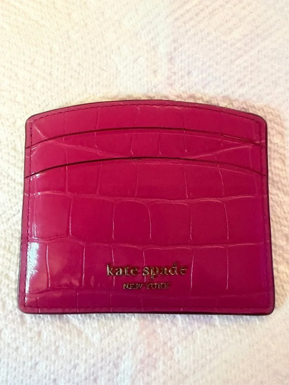 Kate Spade New York Sylvia Italian Croc-Embossed Cardholder EUC